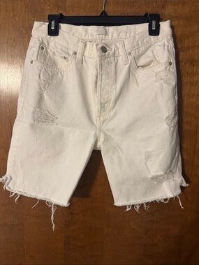 Boyish Distressed White Denim Jean Shorts